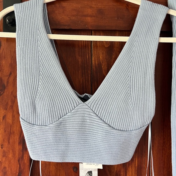 Light Blue Ribbed Two-Piece Set - Picture 2 of 7